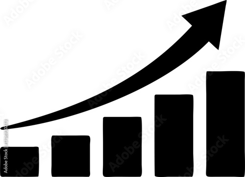 Vector art of black growth chart icon business success concept financial growth concept growing chart sign vector illustration
