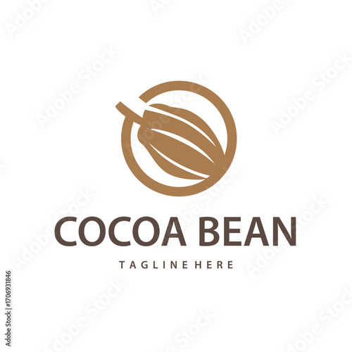 Cocoa bean logo design concept fruit chocolate drink silhouette and plantation symbol illustration icon template vector design