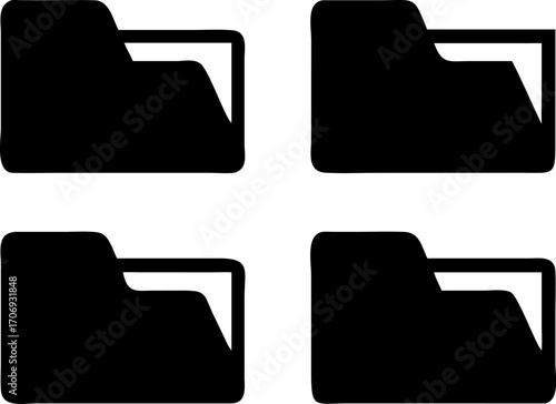 Vector art of four folder icons representing file management, data organization, and digital storage in a minimalist and clean design