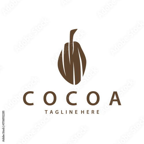 Cocoa bean logo design concept fruit chocolate drink silhouette and plantation symbol illustration icon template vector design