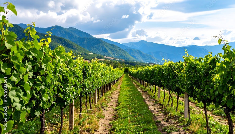 Naklejka premium Lush vineyard landscape