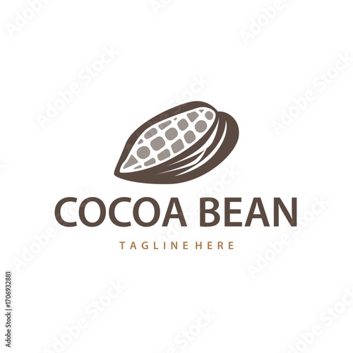 Cocoa bean logo design concept fruit chocolate drink silhouette and plantation symbol illustration icon template vector design