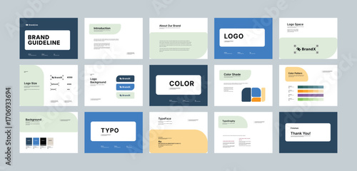 Complete Brand Identity Guidelines Template, Professional Logo Presentation, Modern Brand Guidelines Template