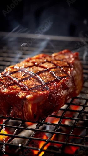 Grilled Steak on a Hot Grill