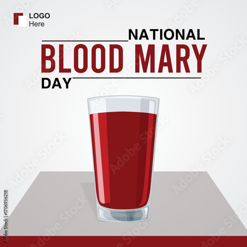 National Bloody Mary Day Poster – Cocktail Drink Glass Vector Illustration