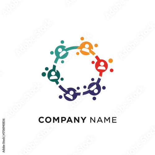 Colorful Circle of Connected People Logo Design for Business