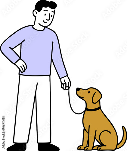 Dog Walkers, people with dog walking,dog walk pet owner, man woman walking dog ilustration flat vector design
