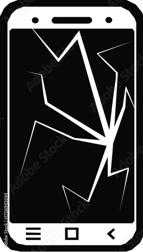 broken smartphone screen icon vector.