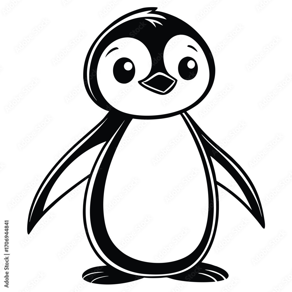 Fototapeta premium A black silhouette of a cute penguin