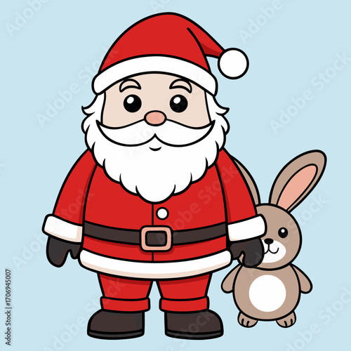 Illustration of santa claus with bunny for christmas holiday season festive celebration and winter vacation