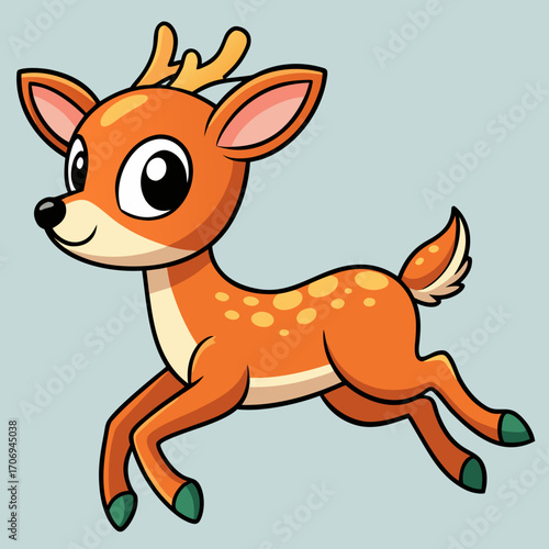 Cute cartoon deer vector illustration for children's book animal character design and wildlife artwork project