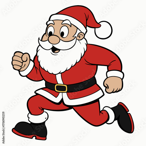 Running santa claus illustration christmas holiday season festive december delivery gifts and cheer happy