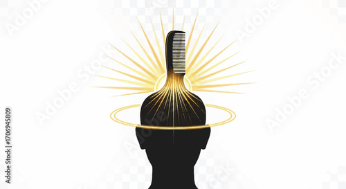A glowing lightbulb illuminates a person's head, symbolizing enlightenment or a new idea.