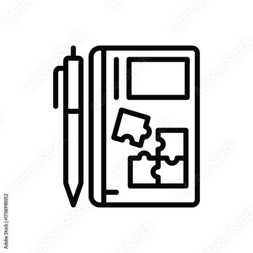 Black line icon for exercise book