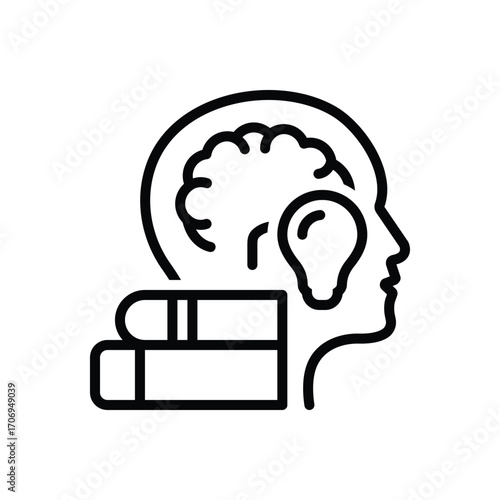 Black line icon for knowledge acquisition