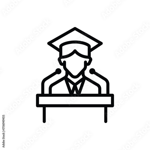 Black line icon for academic achievement