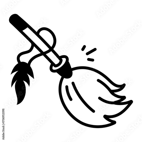 A hand drawn style icon showing a witch broom
