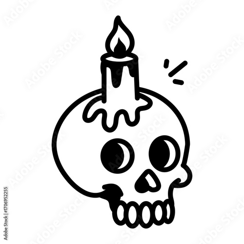 A hand drawn style icon showing a skull candle
