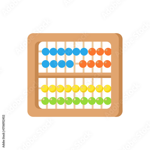 Antique wooden abacus with colorful beads.