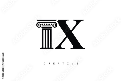 IX Law Prime Monogram Logo Design Classic Column & Legal Symbol