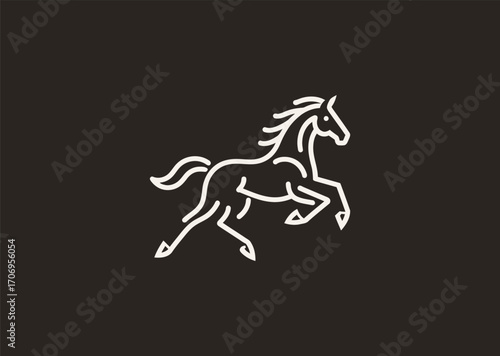 A line art logo of a horse, symbolizing speed, grace, freedom, and endurance