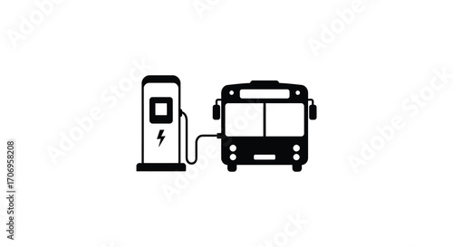 electric bus charging station icon graphic design