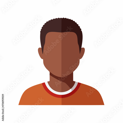 Vector illustration of a faceless Black man avatar, a minimalist user profile icon for social media
