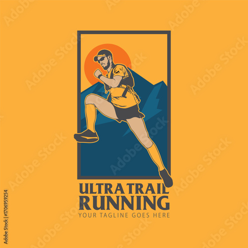 Ultra Trail running logo vector,image  illustration on white background