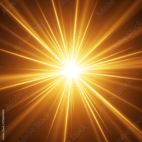 A radiant burst of golden light rays emanates outward from a central point, creating a dynamic and intense visual effect.
