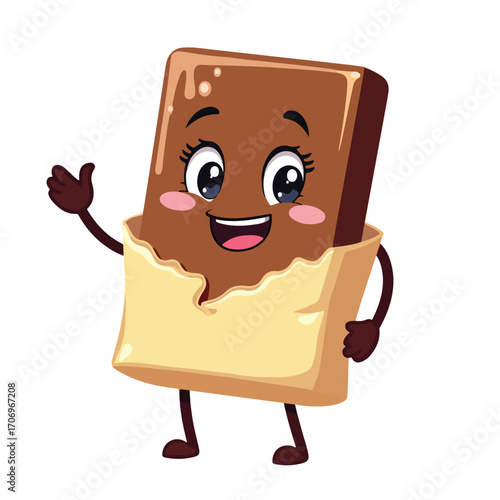 Cute Cartoon Chocolate Bar Waving