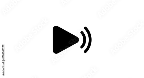 A simple black play button icon with sound waves on a white background, symbolizing International music Day.