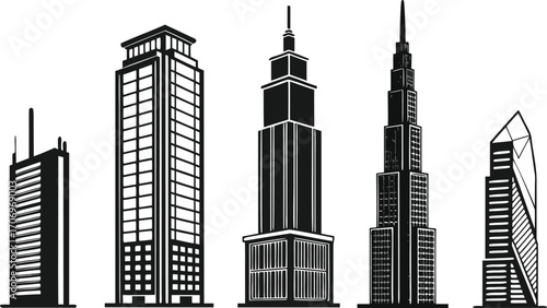 Collection of Modern Skyscraper Silhouettes building