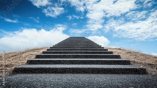 A long set of steps leading up to a hill