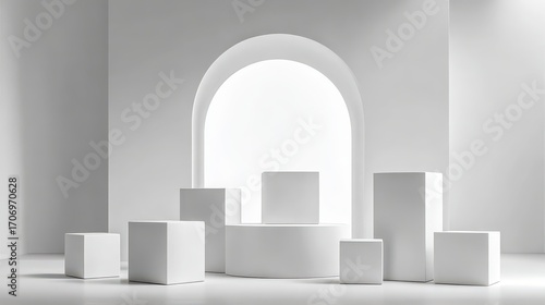 White Cubic Display Minimalist Architecture Studio.