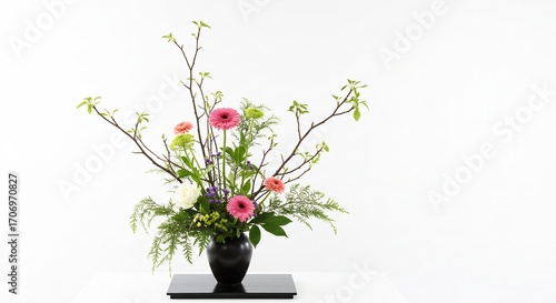 春の生花 柔らかな光 洗練された生け花 自然美 華やか