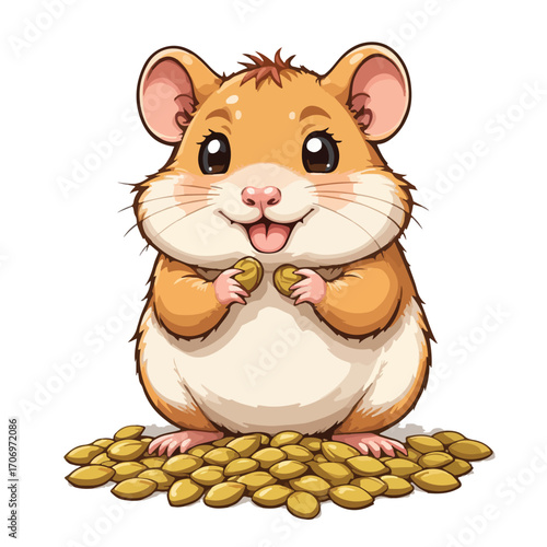 Happy Hamster with Seeds
