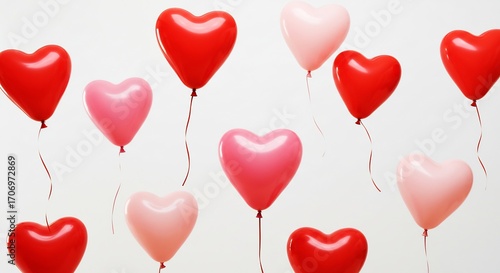 愛らしいハート風船が舞い上がる 優しい光に包まれて. AI Generated