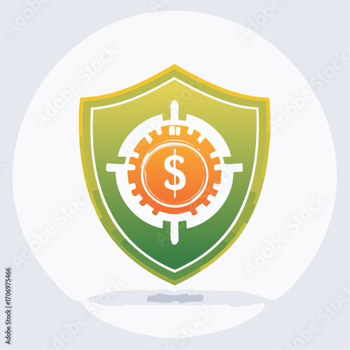 Financial security concept showing shield protecting dollar sign icon, secure investments