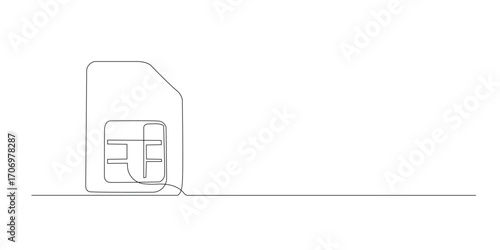 SIM Card One Line Drawing Vector Illustration.
