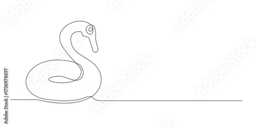 Swan Inflatable Ring One Line Drawing Vector