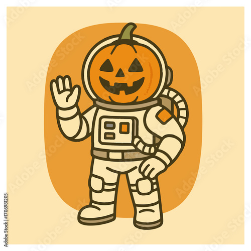 Pumpkin-Head Astronaut – Space Costume Halloween Mascot
