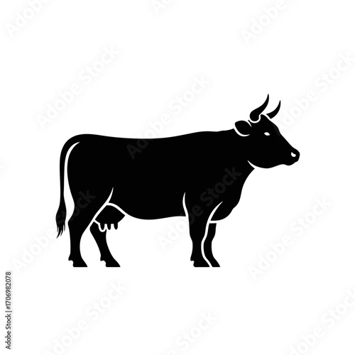 Elegant Black Cow Silhouette for Agricultural Branding, Educational Resources, and Farm-to-Table Marketing Projects