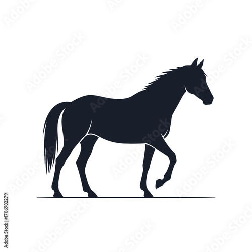 Elegant Horse Silhouette Illustration for Equestrian Design, Branding, and Symbolism in Animal-Themed Projects and Decorative Applications.