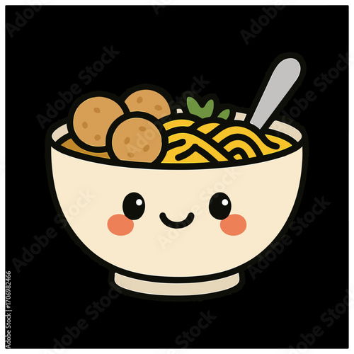 Kawaii Bakso Noodle Bowl Character
