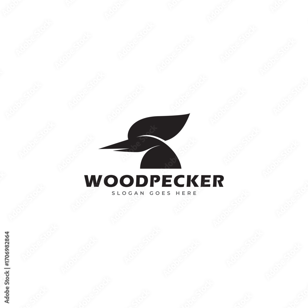 Naklejka premium Iconic Elegant Woodpecker Logo Vector Template