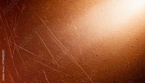 金属のスクラッチと光の反射　暖色系に輝く抽象的な質感表現