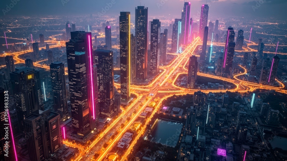 Fototapeta premium Creative images of urban night scenes