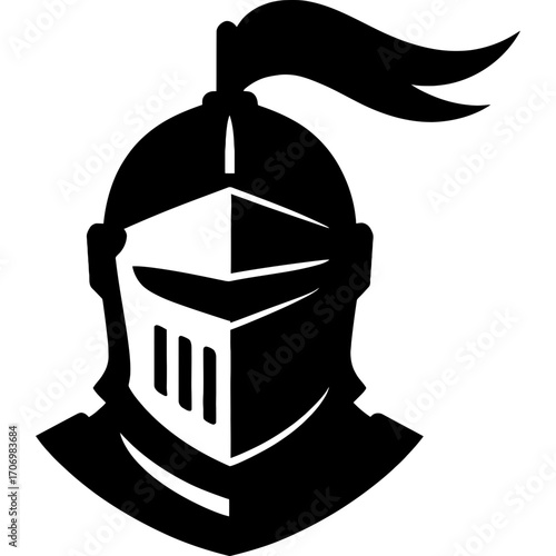 Black silhouette of banner knight head