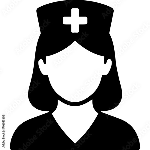 Minimalistic black silhouette of healer head
