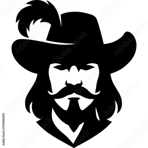 Minimalistic musketeer head vector